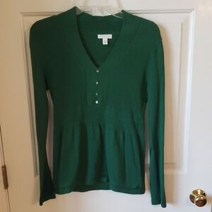 Green V-Neck Women's Light-weight Sweater/Top
